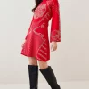 Top 10 🎉 Karen Millen Petite Embellished Hot Fix Swing Knit Mini 👗 Dress 👍