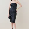 Discount 🥰 Karen Millen Leather Bandeau Pencil Midi 👗 Dress 🛒