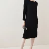 New ✨ Karen Millen Compact Stretch Viscose Sleeved Clean Midi 👗 Dress 🤩